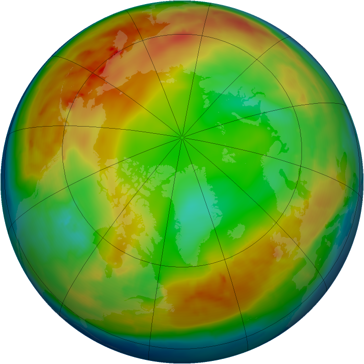 Arctic ozone map for 11 January 2010
